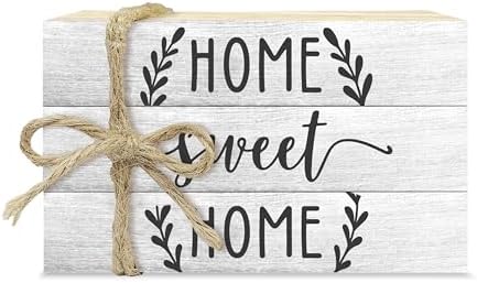 Mini Decorative Books For Home Decor, Small Faux Wood Book Stack Decor, Home Sweet Home Funny Stack Decoration, Stacked Display For Home Nightstand Decoration Housewarming Gifts, Three Pieces -A(21) by Unknown