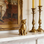 Brushed Vintage Gold Cat Figurine Statue Shelf Decor Gift - Image 6