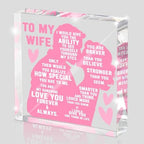 To My Wife Gift from Husband, Heartfelt Romantic Love Plaque, Anniversary and Valentine's Day Gift for Wife, Wedding Keepsake for Birthday, Christmas, Pink Acrylic Desk Decor, Valentine's Day decorations by MUZRUYOU