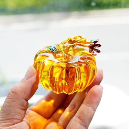 2.5'' Hand Blown Glass Pumpkin Figurines Harvest Fall Thanksgiving Decor - Image 3