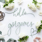 Hicarer Metal Hello Gorgeous Wall Art Minimalist Wall Decor, Green - Image 3
