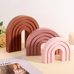 3 Set Pink Boho Shelf Decor Wood Arch Ends by Joottuan