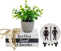 Rustic Wooden Bathroom Shelf Decor Signs with Unique Sayings by Lebsitey