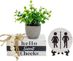 Rustic Wooden Bathroom Shelf Decor Signs with Unique Sayings by Lebsitey