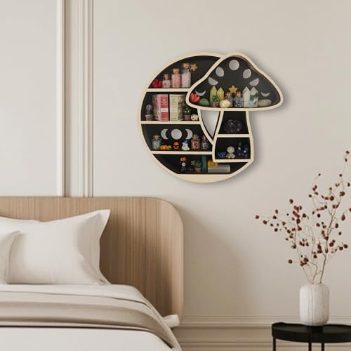 Whimsical Mushroom Decor, Witchy Moon Mushroom Shelf, Floating Wall Shelf - Image 7