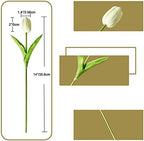 ONLY ART Artificial Cream Tulips 20 Pcs – 13.5 Inch PU Faux Flowers with Bendable Stems for Home Décor, Wedding Centerpieces, DIY Floral Arrangements, New Year and Valentine's Day - Image 2