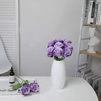 10pcs light Purple Roses Artificial Flowers, Realistic Faux Rose with Stem - Image 5
