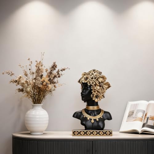 African American Woman Bust Statue, Vintage African Figurines and Sculptures, Elegant Art Decor for Home and Office, Ornamental Accent for Living Room, Bookshelf – Perfect Housewarming Gift - Image 6