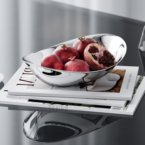 Modern Mirror Polished Stainless Steel Decorative Oval Bowl, Multipurpose Bowl for Kitchen Counter, Coffee Table Centerpiece, Elegant Home Decor Accent for Living Room, Entryway - Image 2