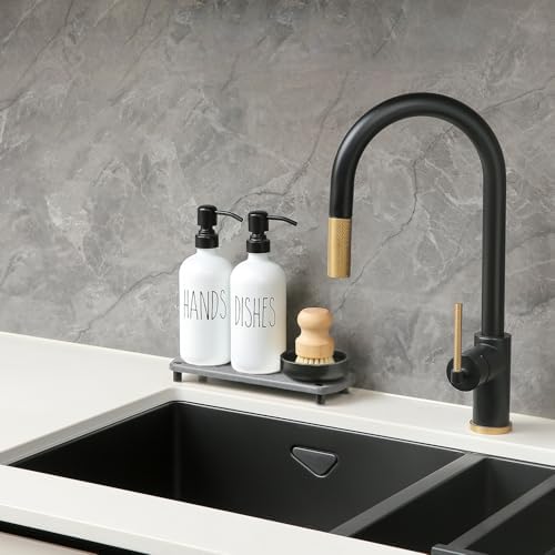 MOMEEMO Soap Dispenser Set Comes with Stainless Steel Pumps, White & Black - Image 3