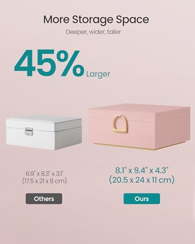 SONGMICS 2-Layer Jewelry Box with Handle, Removable Tray, Floating Effect - Image 4