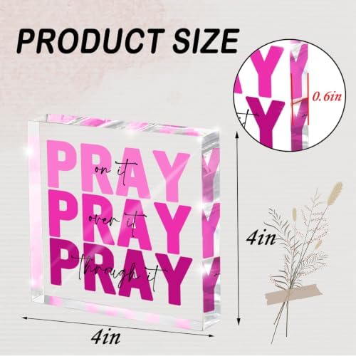 Pink Acrylic Sign 4x4, Desk Accessories for Women, Christian Room Decor - Image 2