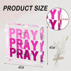 Pink Acrylic Sign 4x4, Desk Accessories for Women, Christian Room Decor - Image 2