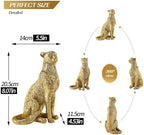 Cheetah Statue for Home Decor, 8" Resin Sitting Leopard Sculpture, Gold Desktop Decoration for Living Room, Dining Room, Office,Shelves, Tv Stand, Coffee Table or Entry Way - Image 2