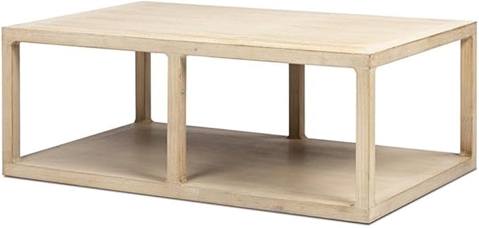 Pemberly Row 48" Open Frame Coffee Table, Reclaimed Pine Wood, Light Natural by PEMBERLYROW