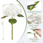 4 PCS White Hydrangea Artificial Flowers, Latex UV Resistant Fake Flowers - Image 2