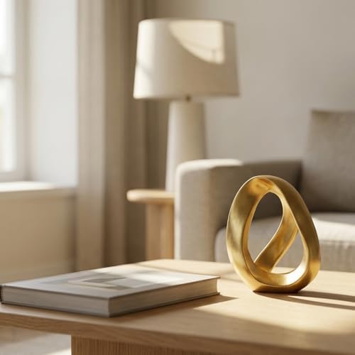 Gold Geometric Knot Decor-Abstract Resin Sculpture,Geometric Infinity Loop Decorative Tabletop Statue for Shelf, Bookshelf, Coffee Table or Console Table, Modern Home Accent Decorative Object - Image 2