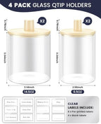 Glass Qtip Holder Dispenser - 4 Pack, Bathroom Decor and Organizer - Image 3