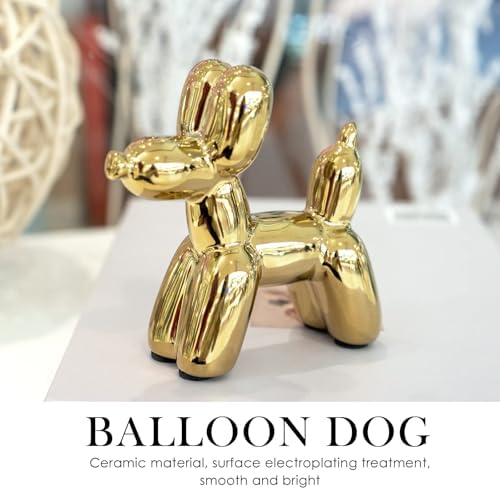 Notakia Gold Balloon Dog Figurine Ceramic Statue Modern Home Decor Accent - Image 3