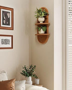 Bamworld Boho Wall Decor Plant Wall Shelf Wood Plant Holder 2 Tier - Image 3