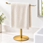 Gold T-Shaped Hand Towel Holder Stand for Countertops, Stainless Steel by niffgaff