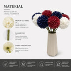 Mandy's 12pcs Artificial Red White Blue Ball Chrysanthemum Flowers - Image 4