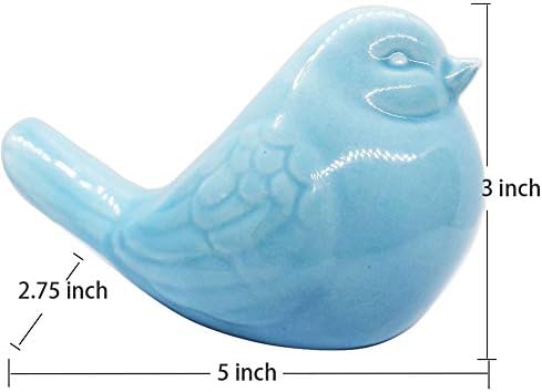 NEW Blue Bird Figurine, Ceramic Chubby Bird Figure Cottage Animal Bird Statue Decorations for Home Garden Decor Accents - Image 4