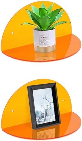 ROYALITA 2-Pack Small Acrylic Shelves Room Decor Floating Shelves, Orange - Image 4
