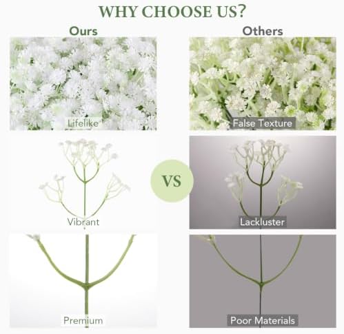200 Pcs Babys Breath Artificial Flowers White Baby's Breath Plastic Flowers Artificial Bulk,Faux Flowers,Gypsophila Small Fake Flowers Baby Breath for Wedding Decor, Party, Home & Garden Decoration - Image 3