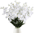 White Orchids Artificial Flowers 10 PCS Fake Orchid Silk Flowers 27" Faux Orchid Artificial Orchid for Wedding Dinning Home Restaurant Decoratiyon(White) by Fqueelvys