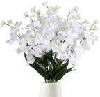 White Orchids Artificial Flowers 10 PCS Fake Orchid Silk Flowers 27" Faux Orchid Artificial Orchid for Wedding Dinning Home Restaurant Decoratiyon(White) by Fqueelvys