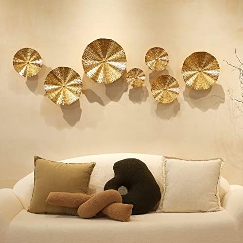 Gold Wall Decor for Living Room, 7PCS Metal Wall Art Plate Statement - Image 2