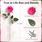 Nubry Artificial Silk Roses, 10pcs Lifelike Hot Pink Fake Rose - Image 2