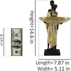 Lescafita African Couple Statue Standing with Basket, Gold - Image 6