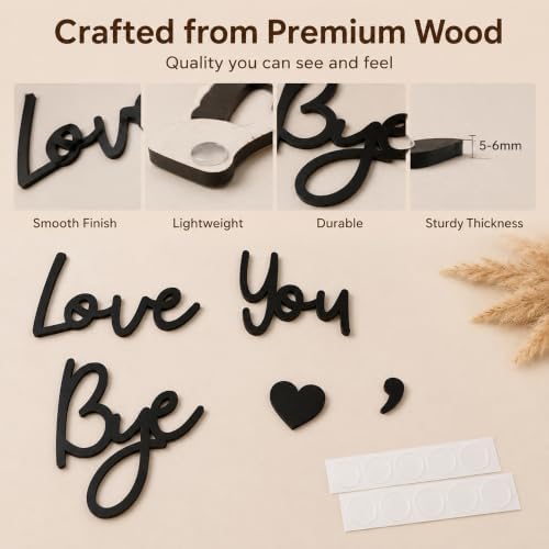 Love You Bye Sign Above Door: Wooden Wall Decor Living Room, Farmhouse Entryway Sign, Boho Home Decor, Valentine's Day Gift for Family (Black) - Image 6