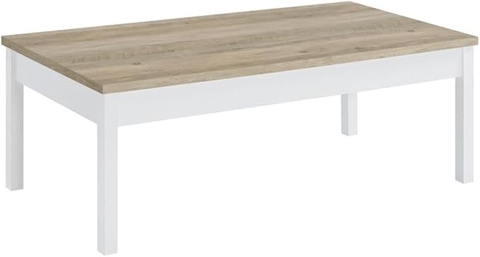 Pemberly Row 3-Piece Coastal Wood Coffee Table Set, Antique Pine and White - Image 3