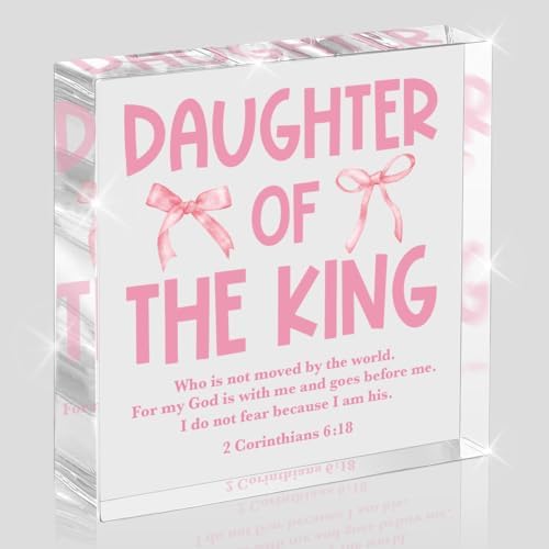 Pink Bow Room Decor, Inspirational Bible Verse Quotes, Christian Gifts for Women, Coquette Aesthetic Bow Dorm Decoration, Youth Group Church, Acrylic Office Desk Accessories Decor-2 corinthians 6:18 by Unknown