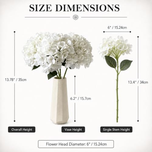 Mandy's 3 Stems Artificial Cream Hydrangea Flowers - Image 3