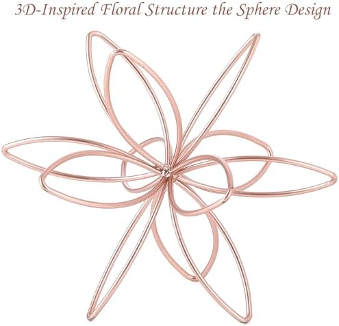 8" Metal Sphere Decor, Metal Floral Tabletop Sculpture, Abstract Tabletop Decorative Spheres for Home Decor (Rose Gold) - Image 3