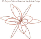 8" Metal Sphere Decor, Metal Floral Tabletop Sculpture, Abstract Tabletop Decorative Spheres for Home Decor (Rose Gold) - Image 3