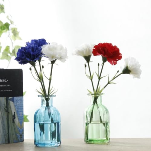 10 Stem Fake Carnation Flowers Stem,Realistic Silk Petals Red White Blue - Image 3