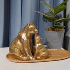 Guichifun Kissing Bear Statues Gold Mother and Baby Resin Figurines - Image 6
