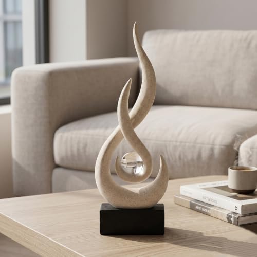 FJS Sandstone Abstract Flame Sculpture for Living Room Coffee Table Decor - Image 6