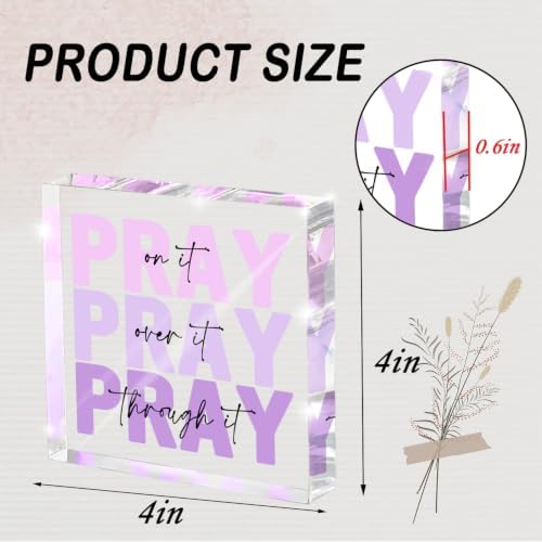 Purple Acrylic Sign 4x4, Desk Accessories for Women, Christian Room Decor - Image 2