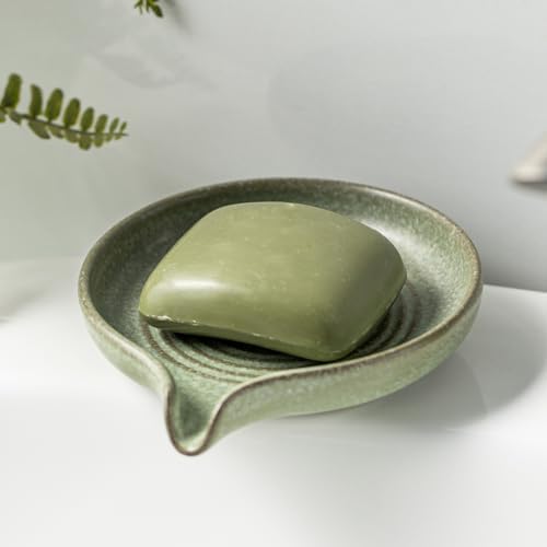 Zoeeker Soap Dish, Ceramic Soap Holder with Waterfall Design for Shower by LAUCHUH