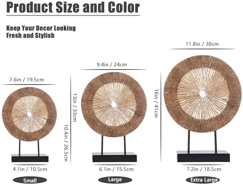 XMGZQ Wood Color Minimalist Round Statue Above Cabinet Decor Kitchen,Modern Decorative Sculpture Home Decorations for Living Room Coffee Table,Shelf Decor Items,Center Pieces Decoration (Extra Large) - Image 2