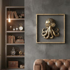 JJALIGHTS Exquisite Resin Animal Head Wall Sculpture (Gift Metal Frame) - octo Imitation Copper Vintage Decor for Living Room, Bedroom & Office | Decorative Wall Hanging Art (Octopus) - Image 7