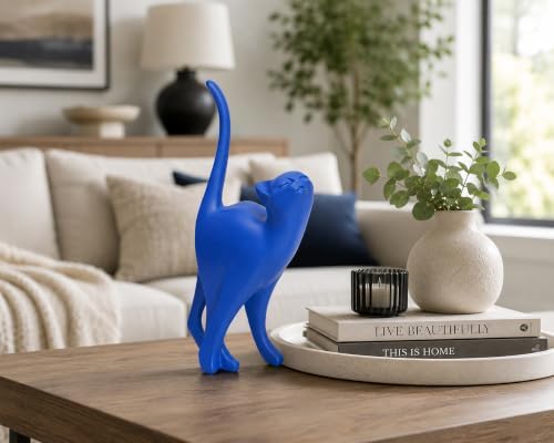 7 Inch Blue Proud Cat Statue - Image 5