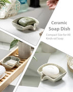 Zoeeker Self Draining Soap Dish, Ceramic Drain Soap Holder Waterfall Design - Image 5
