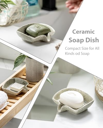 Zoeeker Self Draining Soap Dish, Ceramic Drain Soap Holder Waterfall Design - Image 5